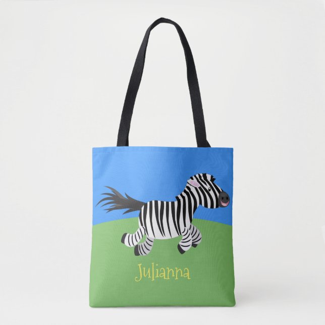 Tote Bag Caricature amusante de zèbre (Devant)
