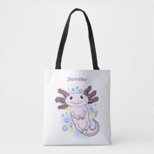 Tote Bag Caricature axolotl rose adorable