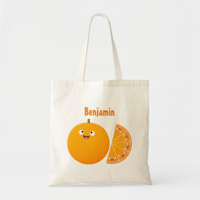 Tote Bag Caricature d'agrumes d'orange (Devant)
