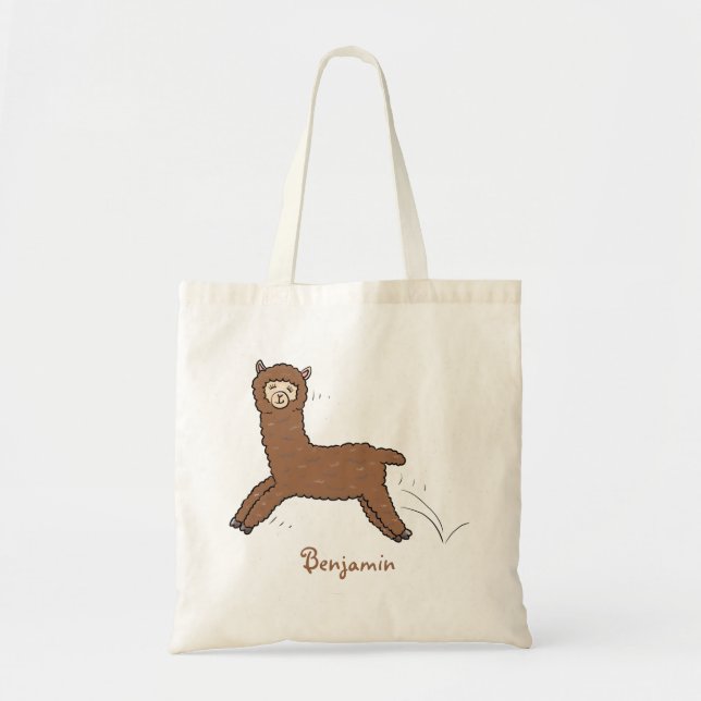 Tote Bag Caricature d'alpaga brun joli (Devant)