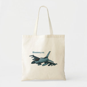 Tote Bag Caricature d'avion de chasse militaire