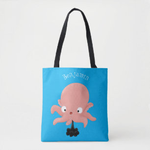 Tote Bag Caricature de bébé pieuvre rose mignonne humour