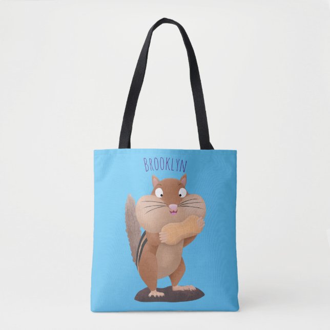 Tote Bag Caricature de chipmunk à grosses joues mignonnes (Devant)