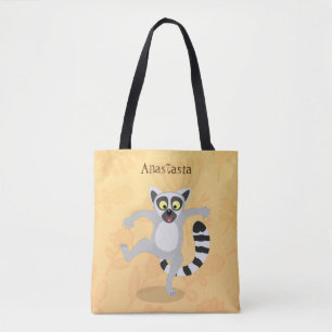 Tote Bag Caricature de danse lémurienne en anneau mignon