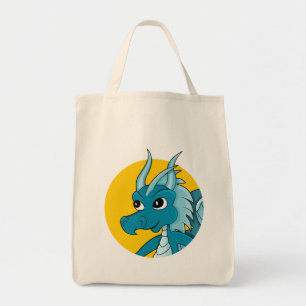 Tote Bag Caricature de dragon bleu
