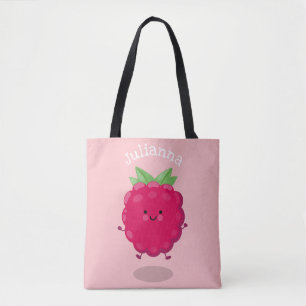 Tote Bag Caricature de framboise très heureuse