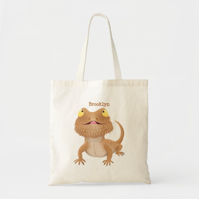 Tote Bag Caricature de lézard de dragon à barbe (Devant)