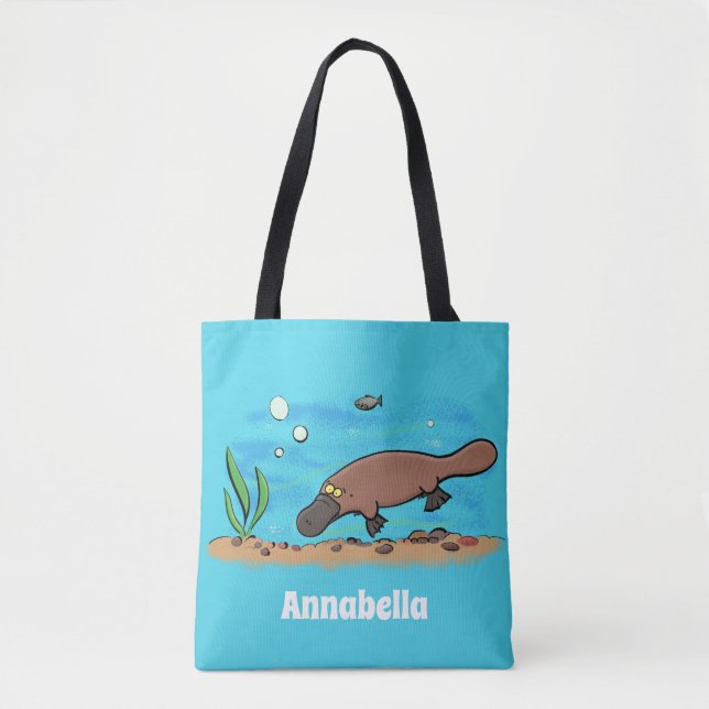Tote Bag Caricature de natation de Cute platypus (Devant)