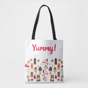 Tote Bag Caricature de personnages de nourriture douce Four