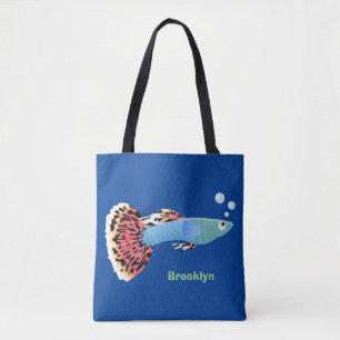 Tote Bag Caricature de poisson tropical guppy très chic