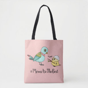 Tote Bag Caricature d'oiseau rose mignonne Meilleure maman 