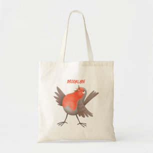 Tote Bag Caricature d'oiseau rouge chantant mignon