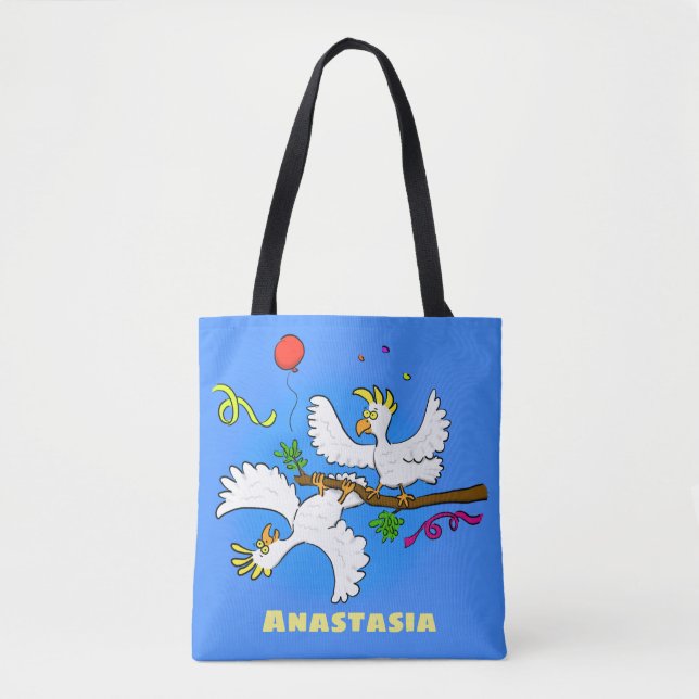 Tote Bag Caricature d'oiseaux de cockatoo amusante (Devant)