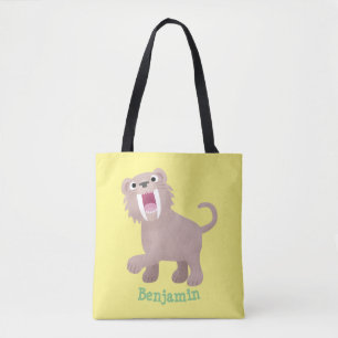 Tote Bag Caricature du tigre mignon Saber Toothed Smilodon