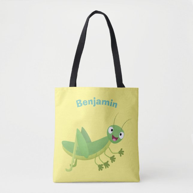 Tote Bag Caricature d'une pâtisserie joyeux verte (Devant)