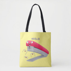 Tote Bag Caricature en agrafeuse rouge pâle
