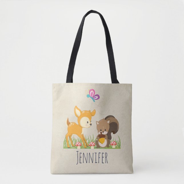 Tote Bag Caricature en bois mignon (Devant)