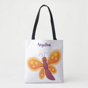 Tote Bag Caricature joli papillon orange