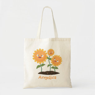 Tote Bag Caricature joli tournesol souriant illustration