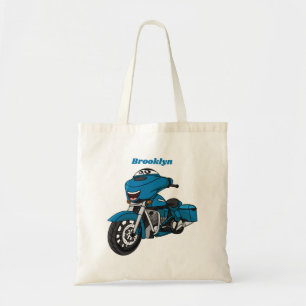 Tote Bag Caricature joyeux bleu moto