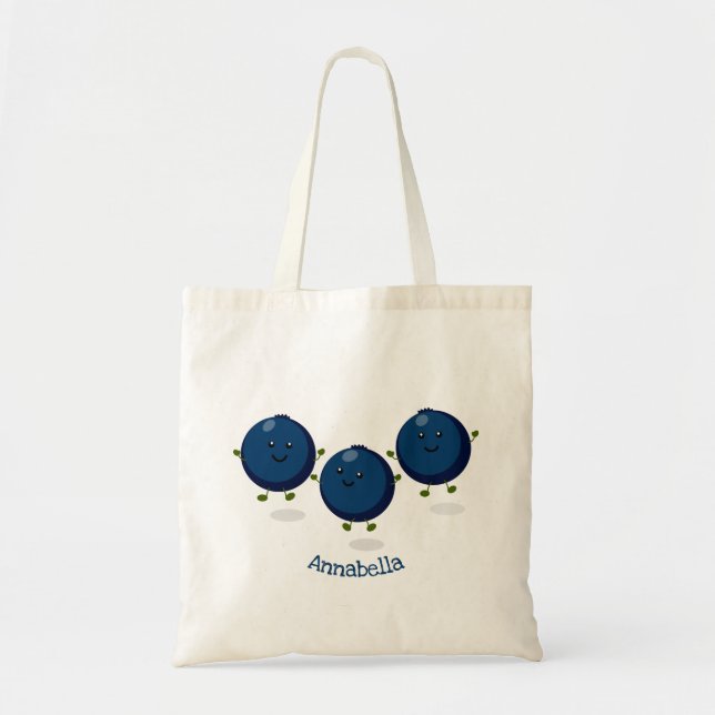 Tote Bag Caricature mignonne de bleuets violets (Devant)