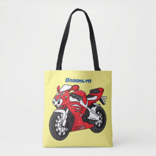 Tote Bag Caricature moto de sport rouge mou