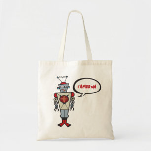 Tote Bag Caricature Robot Rétro Cute Kids Boy Fête d'annive