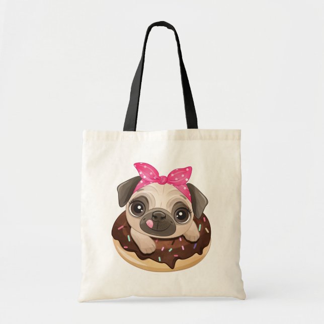 Tote Bag Carlin mou de l'amour du chien des chiots (Devant)