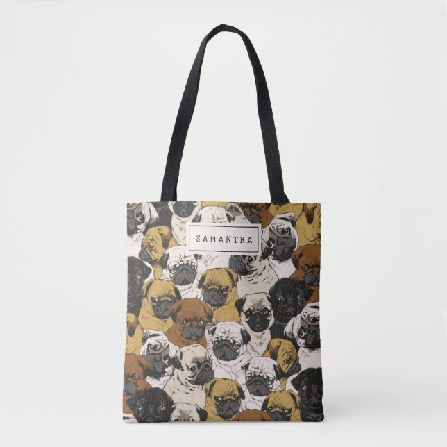 Tote Bag Carlins grincheux / Chiens de Carlin mignons amusa (Devant)