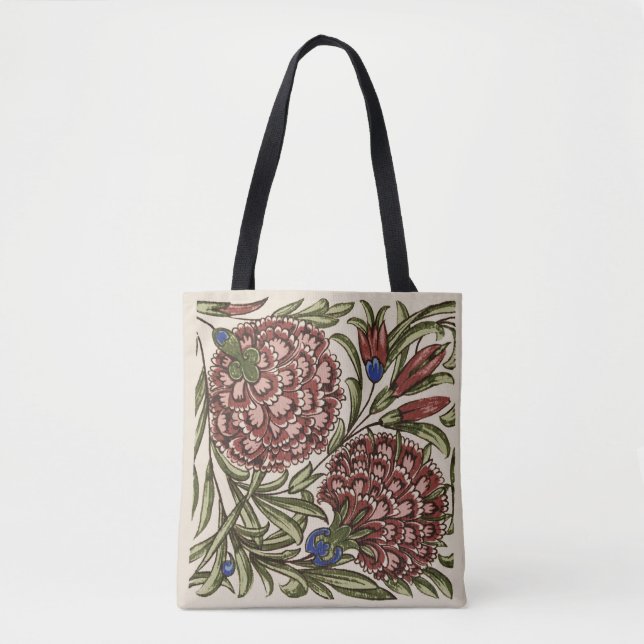Tote Bag Carnation Carrelage Fleur Antique Art Rustique (Devant)