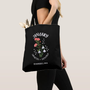 Tote Bag Carnation de fleurs du mois de naissance personnal