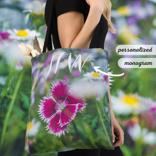 Tote Bag Carnation rose avec marguerites