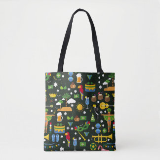 Tote Bag Carnaval brésilien, texture vintage plate.