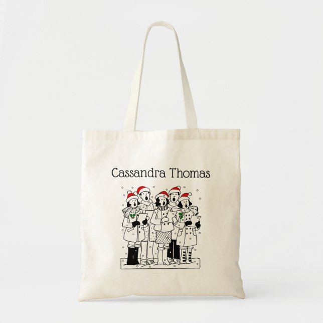 Tote Bag Caroleurs de Noël avec Noël de neige (Devant)