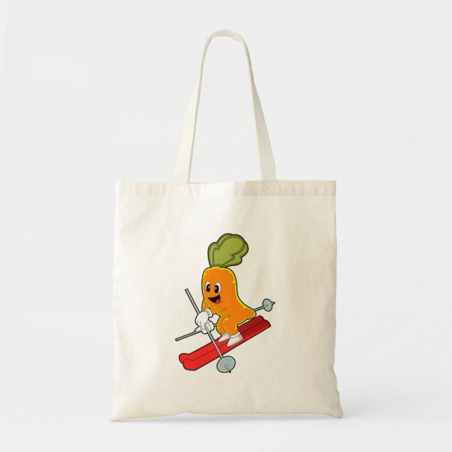 Tote Bag Carotte en ski avec ski (Devant)