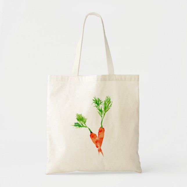 Tote Bag Carottes d'orange amusant motif d'aquarelle végéta (Devant)