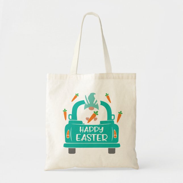 Tote Bag Carottes Gnome de Pâques et Camion Joyeux Pâques (Devant)