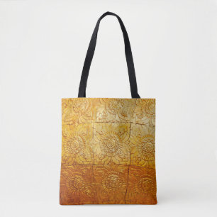 Tote Bag Carré en laiton avec motif abstrait, art, graphiqu