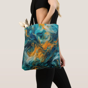 Tote Bag Carré océanique cosmique - Abstrait coloré
