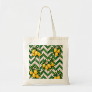 Tote Bag Carreau Chevron Marocain au Citron
