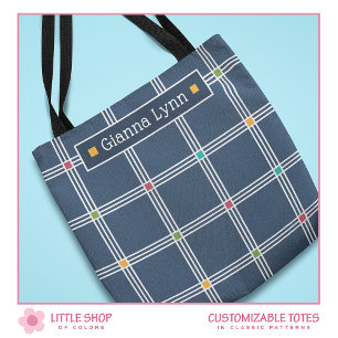 Tote Bag Carreaux Bleu Marine Classiques Monogramme