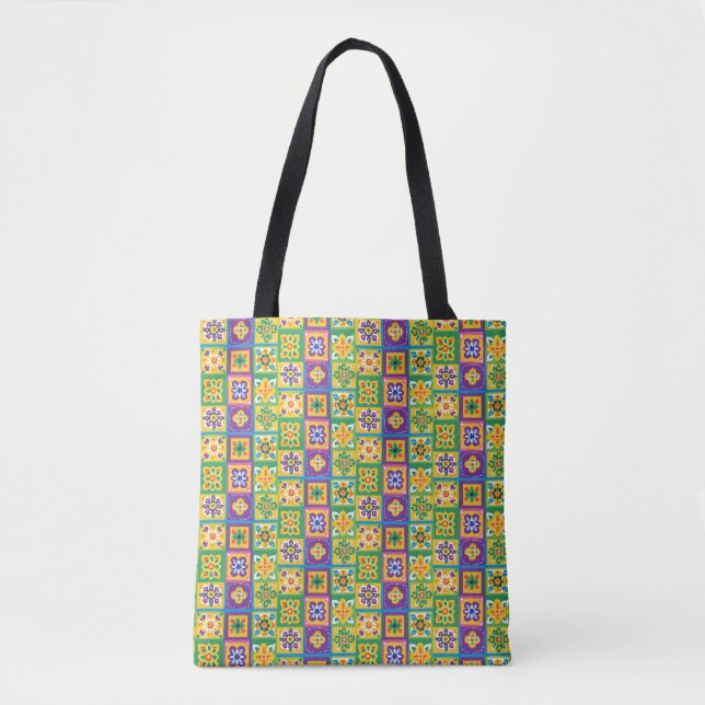 Tote Bag Carreaux colorés (Devant)