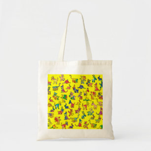 Tote Bag Carreaux de Motif Animaux Abstraits