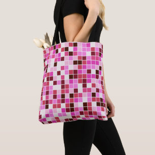 Tote Bag Carreaux de piscine, Carreaux de mosaïque rose, Mo