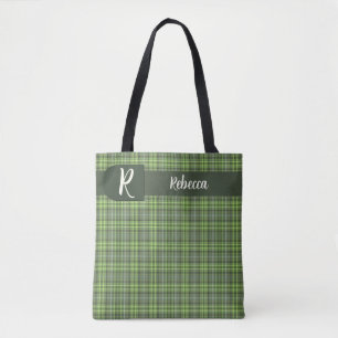 Tote Bag Carreaux de sauge et d'olive