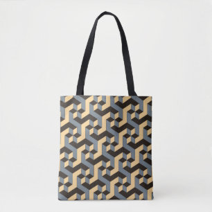 Tote Bag Carreaux géométriques complexes en ivoire argenté
