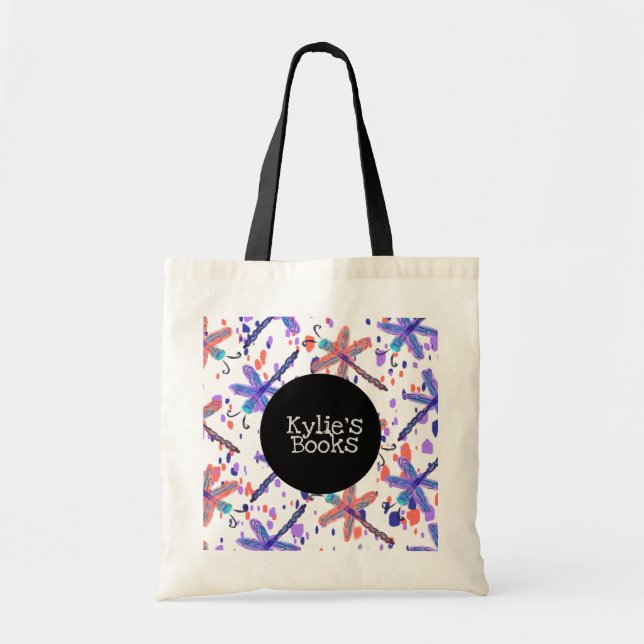 Tote Bag Carrelage d'aquarelles Livres de bibliothèque pers (Devant)