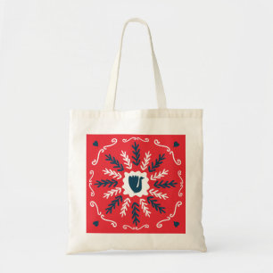 Tote Bag Carrelage de Noël Folk Doodle Art