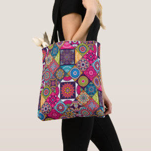 Tote Bag Carrelage ethnique coloré motif