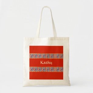 Tote Bag Carrelage personnalisé Lucky Blue Eight Wheel Mahj